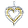 Image 1 : 3/8 CTW Womens Round Diamond Triple Nested Heart Pendant 10kt White Gold - REF-34W3H