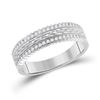 Image 1 : 1/3 CTW Mens Round Diamond Wedding Brick Inlay Band Ring 14kt White Gold - REF-81T7V
