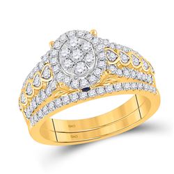 7/8 CTW Round Diamond Bridal Wedding Ring 14kt Yellow Gold - REF-102X3T