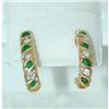 Image 1 : 6298 14K Gold Post Earrings w/ Emerald/ Diamonds