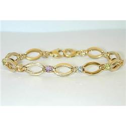 1042 14K Gold Bracelet w/ MultiColor Gemstones