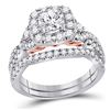 Image 1 : 1 & 3/4 CTW Round Diamond Bridal Wedding Ring 14kt Two-tone Gold - REF-354N5A