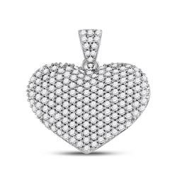 1 CTW Womens Round Diamond Charmed Heart Pendant 14kt White Gold - REF-71X6T