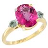 2.64 CTW Pink Topaz & Green Sapphire Ring 14K Yellow Gold - REF-32R3H