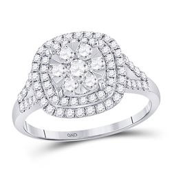 1 CTW Womens Round Diamond Right-Hand Cluster Ring 14kt White Gold - REF-88A5M