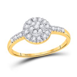 1/5 CTW Womens Round Diamond Cluster Ring 10kt Yellow Gold - REF-19V6Y