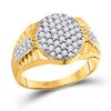 Image 1 : 1 CTW Mens Round Diamond Oval Cluster Ring 10kt Yellow Gold - REF-56H6R