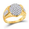 Image 1 : 1 CTW Mens Round Diamond Oval Cluster Ring 10kt Yellow Gold - REF-56H6R