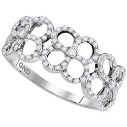 1/3 CTW Womens Round Diamond Quatrefoil Circle Band Ring 10kt White Gold - REF-28T2V