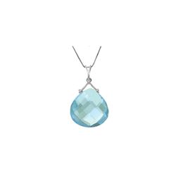 Genuine 8.5 ctw Blue Topaz Necklace 14KT White Gold - REF-26Z9N