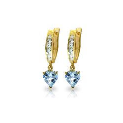 Genuine 4.1 ctw Aquamarine Earrings 14KT Yellow Gold - REF-49K2V