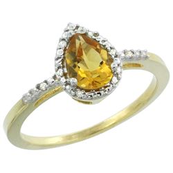 1.55 CTW Citrine & Diamond Ring 10K Yellow Gold - REF-20F7N