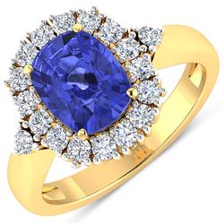 Natural 2.64 CTW Tanzanite & Diamond Ring 14K Yellow Gold - REF-103N3R