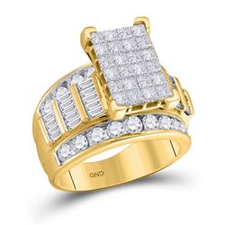 3 CTW Princess Diamond Cluster Bridal Wedding Engagement Ring 14kt Yellow Gold - REF-296V6Y