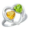 Image 1 : 2.61 CTW Diamond, Citrine & Peridot Ring 10K White Gold - REF-23H7M