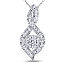 1/6 CTW Womens Round Diamond Nested Cluster Pendant 10kt White Gold - REF-13W5H