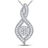 Image 1 : 1/6 CTW Womens Round Diamond Nested Cluster Pendant 10kt White Gold - REF-13W5H