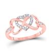 Image 1 : 1/10 CTW Womens Round Diamond Triple Heart Infinity Ring 10kt Rose Gold - REF-18A5M