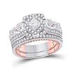 Image 1 : 1 & 1/3 CTW Princess Diamond Bridal Wedding Ring 14kt Two-tone Gold - REF-184F3W