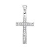 Image 1 : 1/10 CTW Womens Round Diamond Cross Pendant 10kt White Gold - REF-10F3W