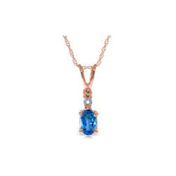 Genuine 0.46 ctw Blue Topaz & Diamond Necklace 14KT Rose Gold - REF-21A6K