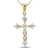 Image 1 : 1/5 CTW Womens Round Diamond Flared Cross Pendant 10kt Yellow Gold - REF-16N4A