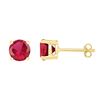 Image 1 : 2 CTW Womens Round Lab-Created Ruby Stud Earrings 10kt Yellow Gold - REF-15R2X