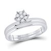 Image 1 : 1/6 CTW Round Diamond Cluster Bridal Wedding Ring Band Set 10kt White Gold - REF-25H3R