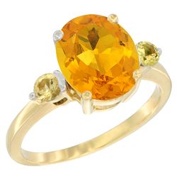 2.64 CTW Citrine & Yellow Sapphire Ring 10K Yellow Gold - REF-24A5X