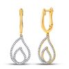 Image 1 : 1/3 CTW Womens Round Diamond Teardrop Dangle Earrings 10kt Yellow Gold - REF-32H7R