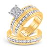 Image 1 : 1/3 CTW His Hers Round Diamond Cluster Matching Wedding Set 10kt Yellow Gold - REF-40M8F