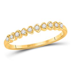 1/10 CTW Womens Round Diamond Heart Stackable Band Ring 10kt Yellow Gold - REF-15H5R