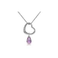 Genuine 2.28 ctw Amethyst & Diamond Necklace 14KT White Gold - REF-40A7K