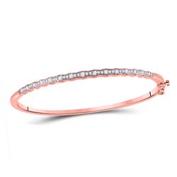 1/2 CTW Womens Round Diamond Bangle Bracelet 10kt Rose Gold - REF-68R2X