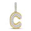 Image 1 : 1 & 1/5 CTW Mens Round Diamond C Letter Charm Pendant 10kt Yellow Gold - REF-65X4T