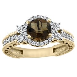 1.46 CTW Quartz & Diamond Ring 14K Yellow Gold - REF-77V4R