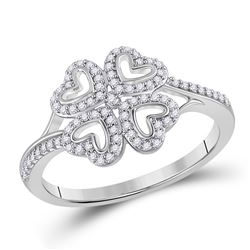 1/5 CTW Womens Round Diamond Heart Ring 10kt White Gold - REF-20M5F