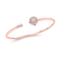 1/2 CTW Womens Round Diamond Statement Bisected Bangle Bracelet 14kt Rose Gold - REF-85R4X
