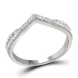 1/8 CTW Womens Round Diamond Chevron Band Ring 10kt White Gold - REF-19H6R