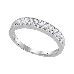 1/4 CTW Womens Round Pave-set Diamond Single Row Wedding Band Ring 10kt White Gold - REF-27M3F