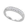 Image 1 : 1/4 CTW Womens Round Pave-set Diamond Single Row Wedding Band Ring 10kt White Gold - REF-27M3F