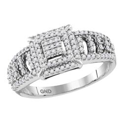 1/3 CTW Womens Round Diamond Square Cluster Ring 10kt White Gold - REF-29A9M