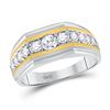 Image 1 : 1 CTW Mens Round Diamond Flat Band Ring 10kt Two-tone Gold - REF-129F5W