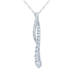 0.50 CTW Diamond Necklace 14K White Gold - REF-49F2N