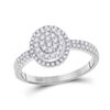Image 1 : 1/2 CTW Womens Round Diamond Cluster Ring 10kt White Gold - REF-32Y6N