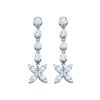 Image 1 : 3/4 CTW Womens Round Diamond Flower Cluster Dangle Earrings 10kt White Gold - REF-40W8H