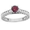 Image 1 : 0.90 CTW Ruby & Diamond Ring 14K White Gold - REF-62Y7V