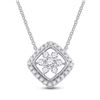 Image 1 : 1/3 CTW Womens Round Diamond Offset Square Cluster Necklace 14kt White Gold - REF-40T8V