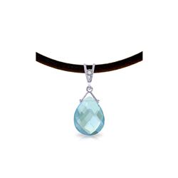 Genuine 6.51 ctw Blue Topaz & Diamond Necklace 14KT White Gold - REF-26V9W