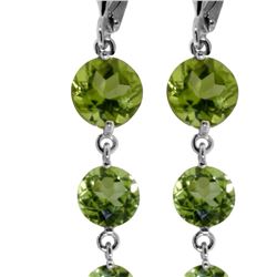 Genuine 7.8 ctw Peridot Earrings 14KT White Gold - REF-46V3W